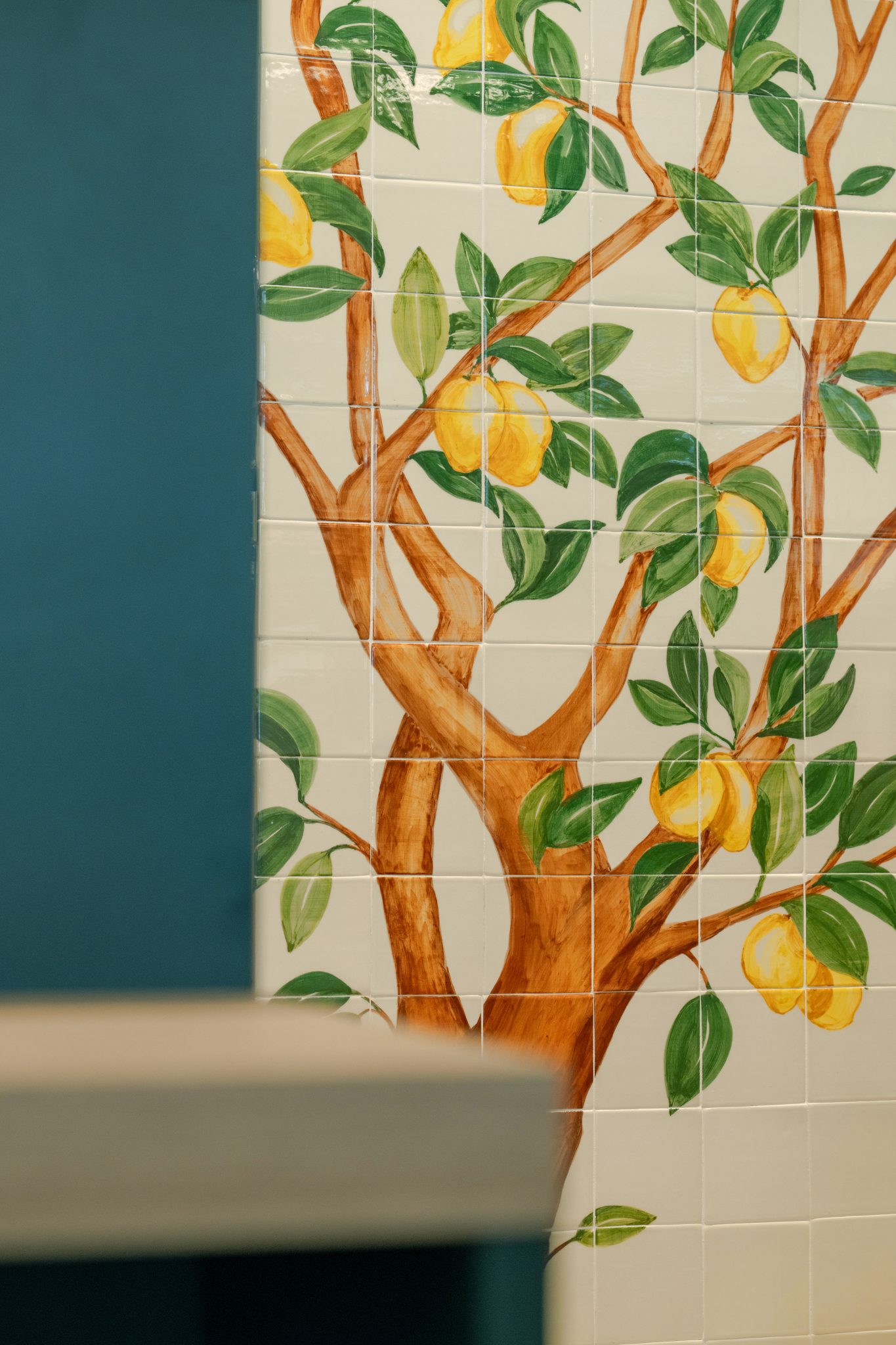Fresque murale d'arbre de citronnier